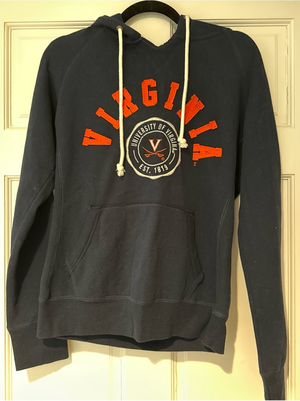 University of Virginia Navy Crewneck Sweatshirt with Orange Appliqué